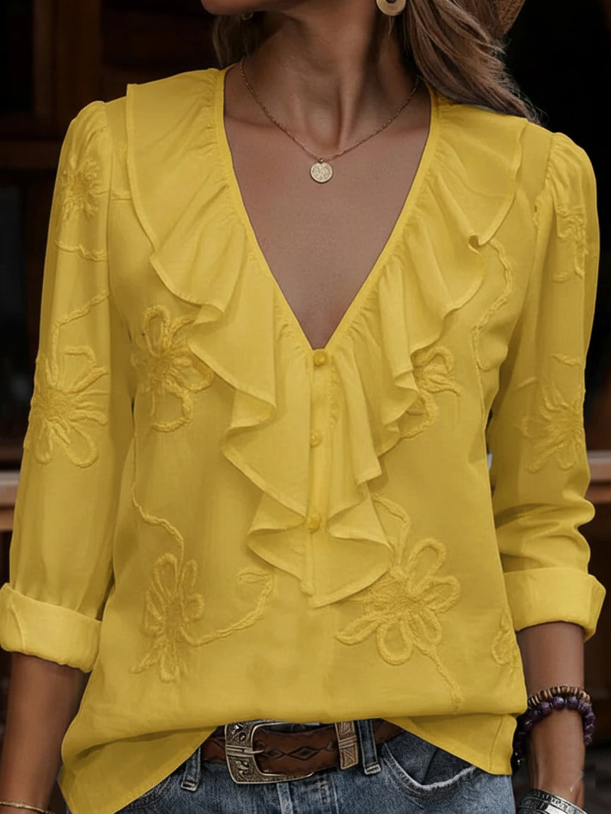 Nicole | Camicia con ricami floreali vintage
