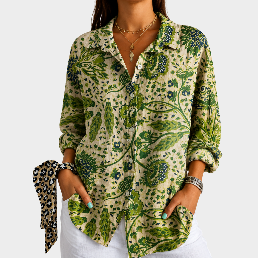 Blusa Fuga nel Giardino Verdeggiante