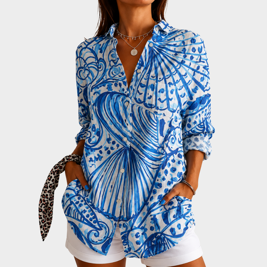 Camicia a Stampa di Conchiglie Marine