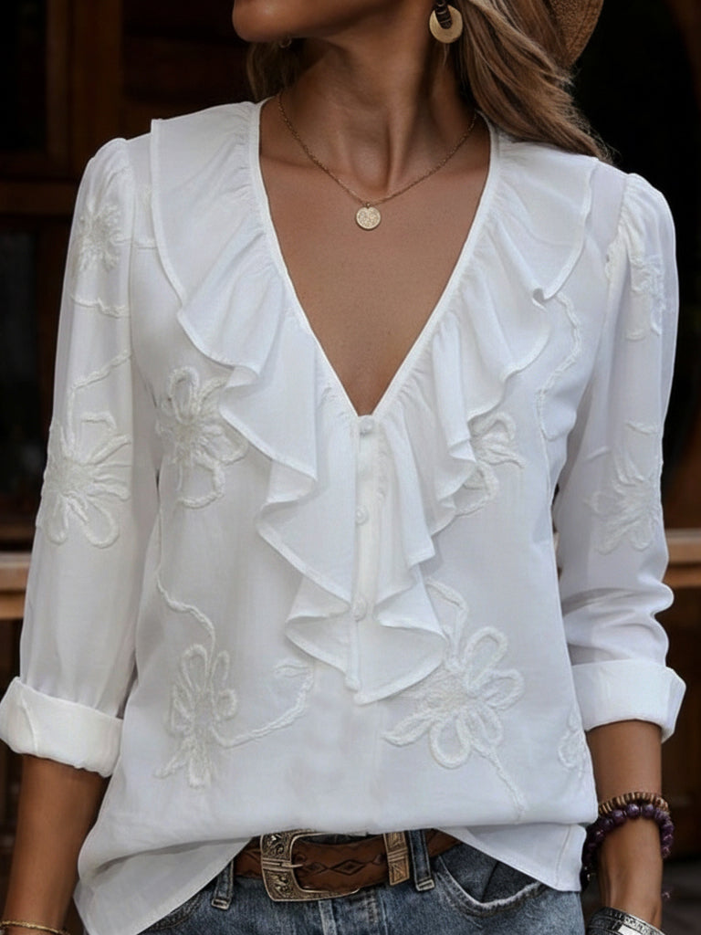 Nicole | Camicia con ricami floreali vintage
