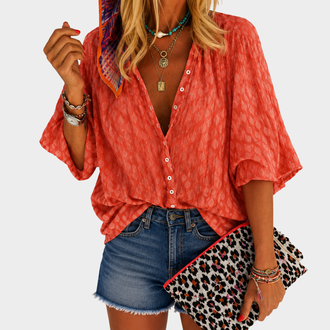Blusa Brezza Corallo con Bottoni