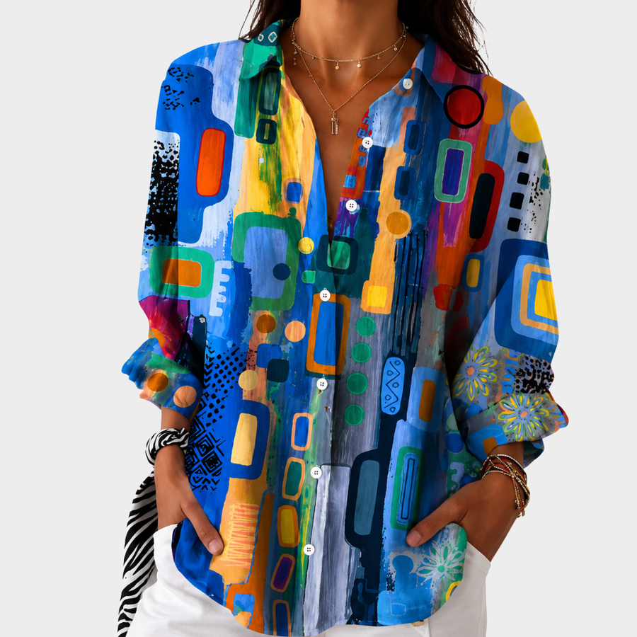 Blusa d'Effetto Mosaico Vibrante