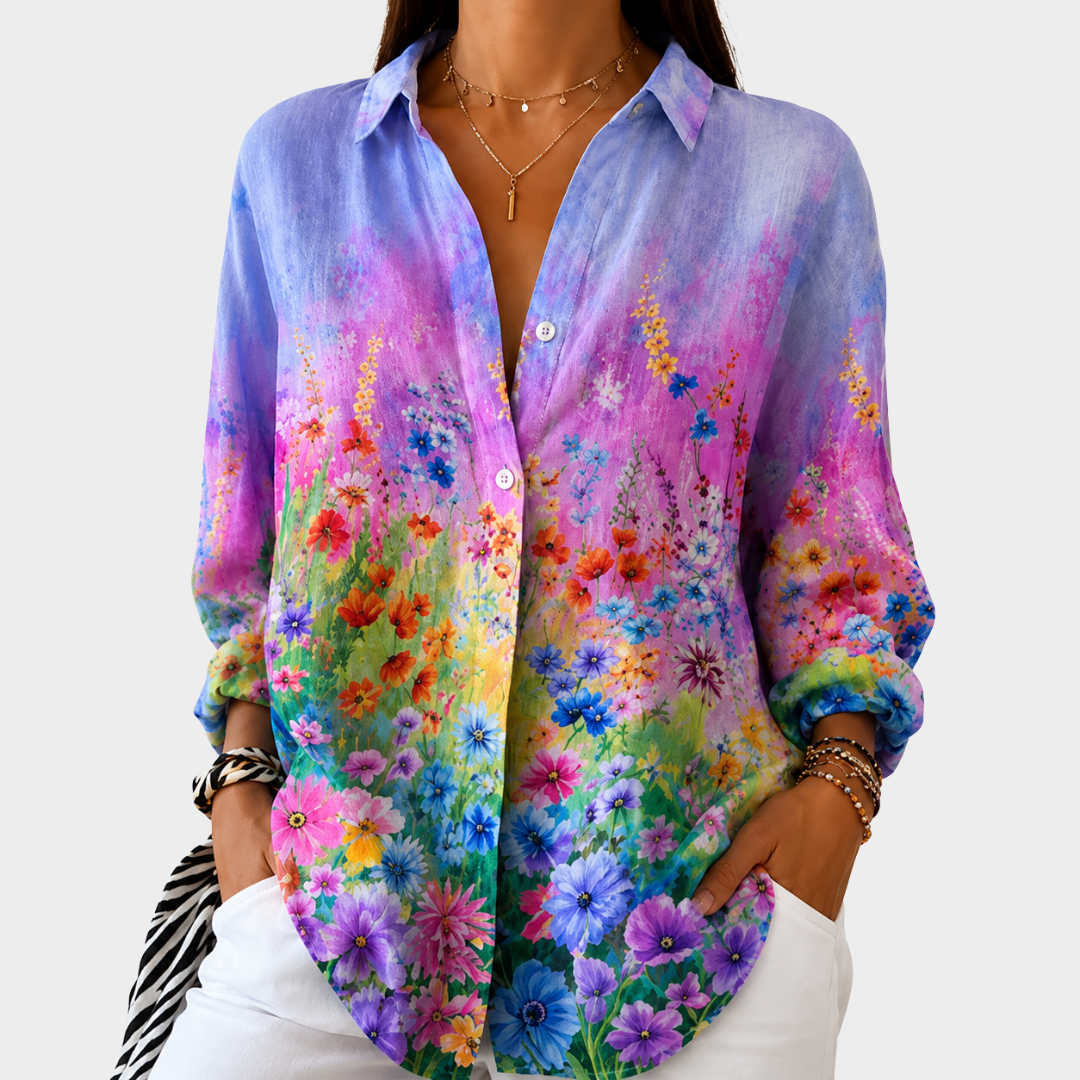 Blusa Giardino di Fiori di Campo al Tramonto