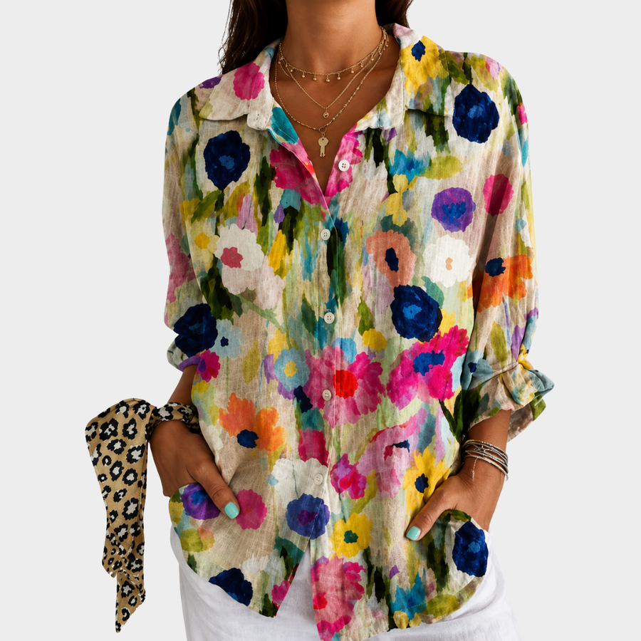Blusa Fioritura di Prato ad Acquerello