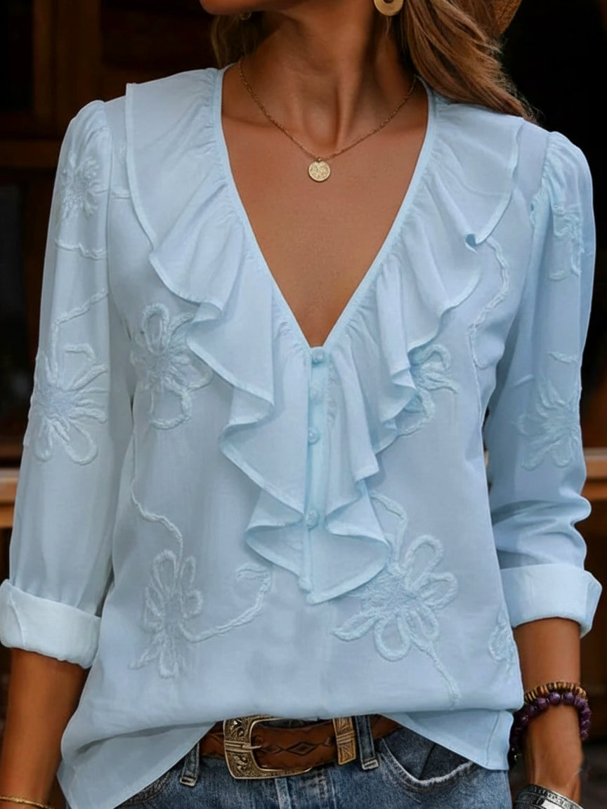 Nicole | Camicia con ricami floreali vintage