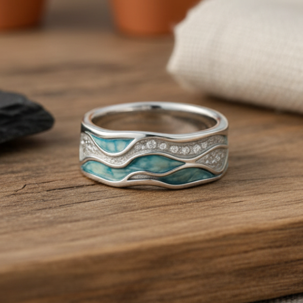 Anello Onde Turchesi in Argento
