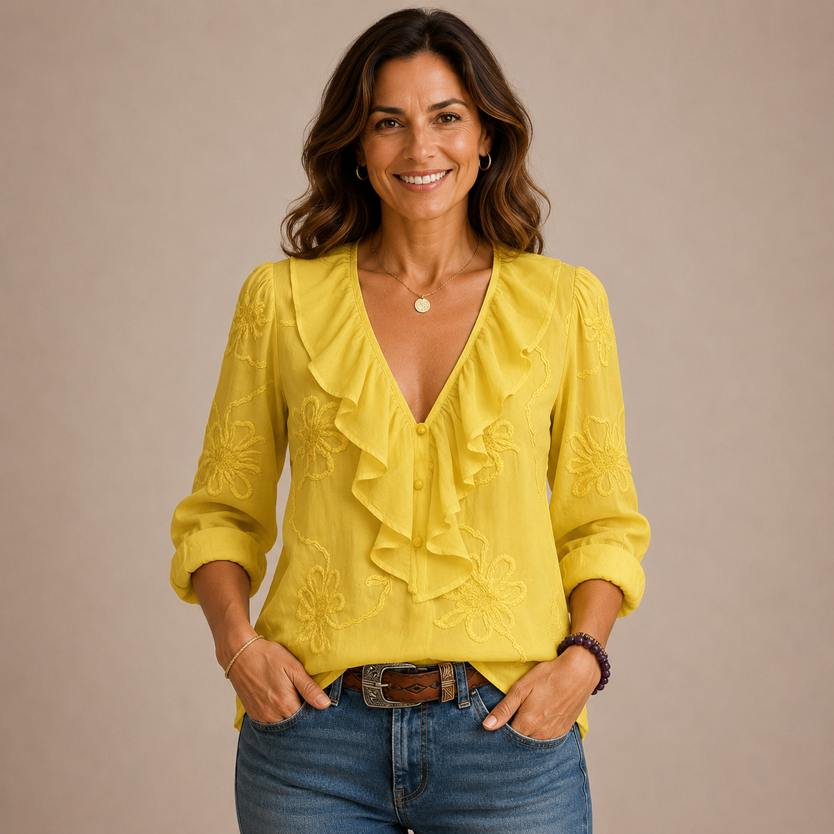 Nicole | Camicia con ricami floreali vintage