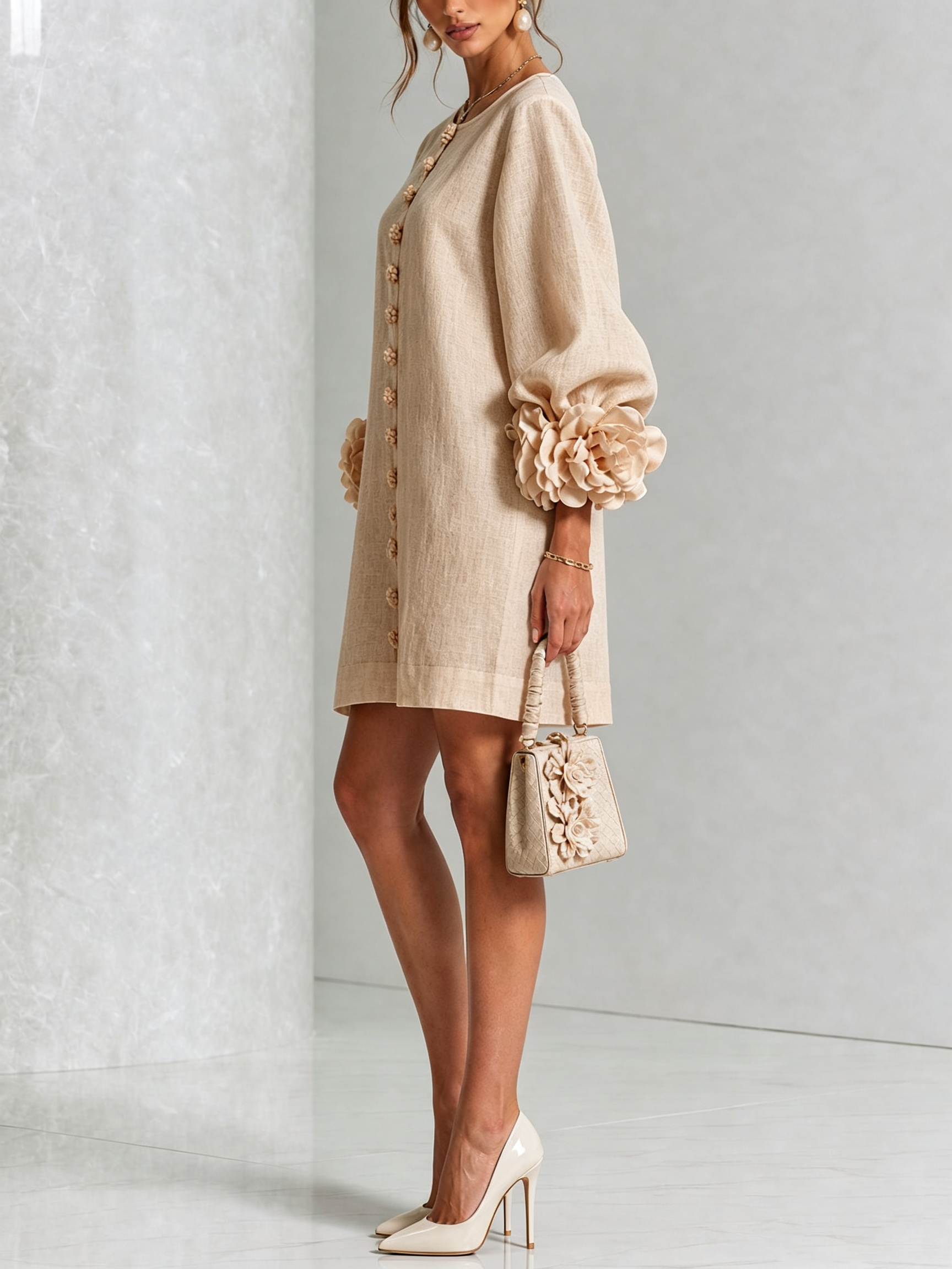 Beatrice | Abito Elegante con Bottoni Floreali