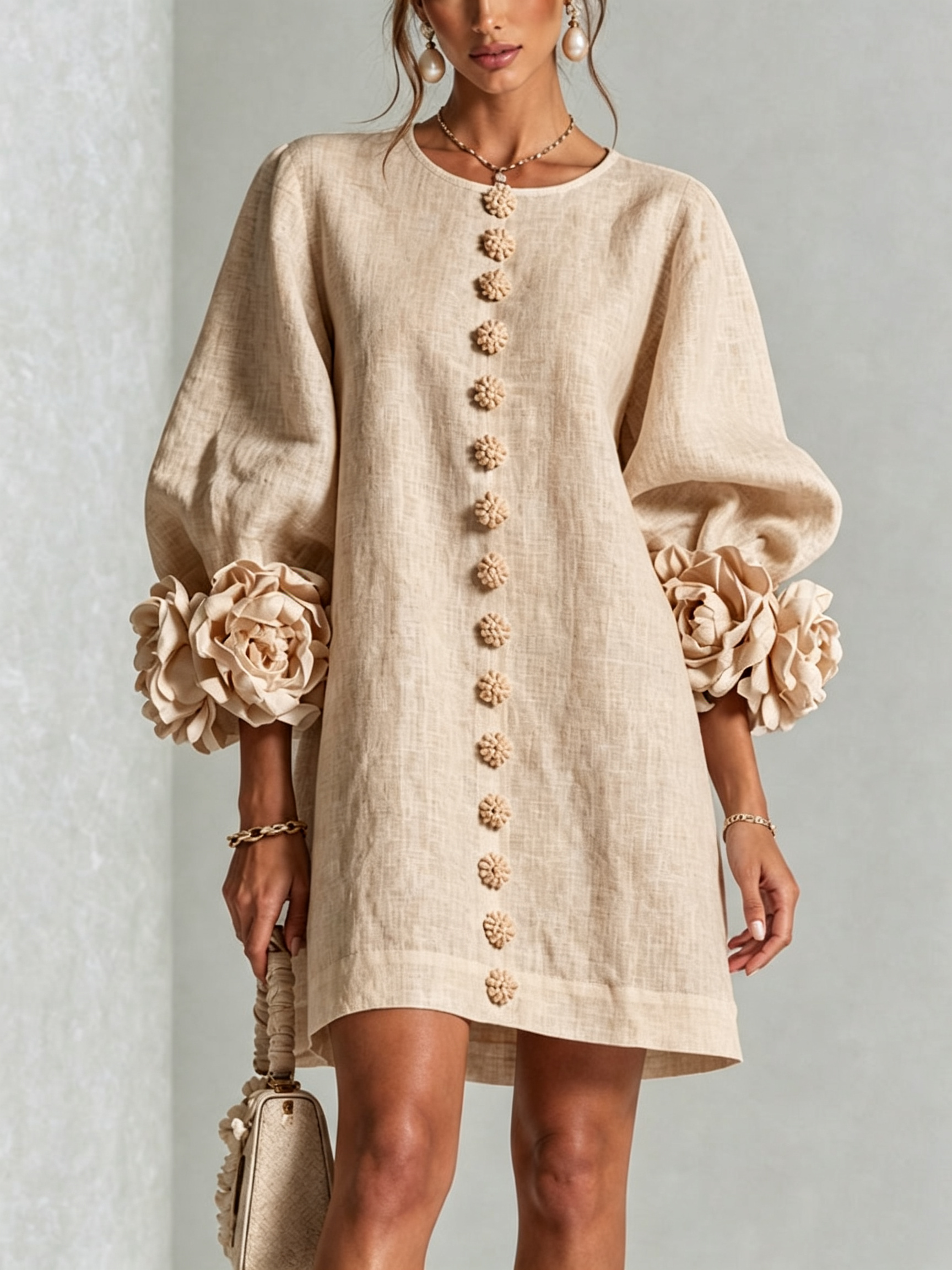 Beatrice | Abito Elegante con Bottoni Floreali