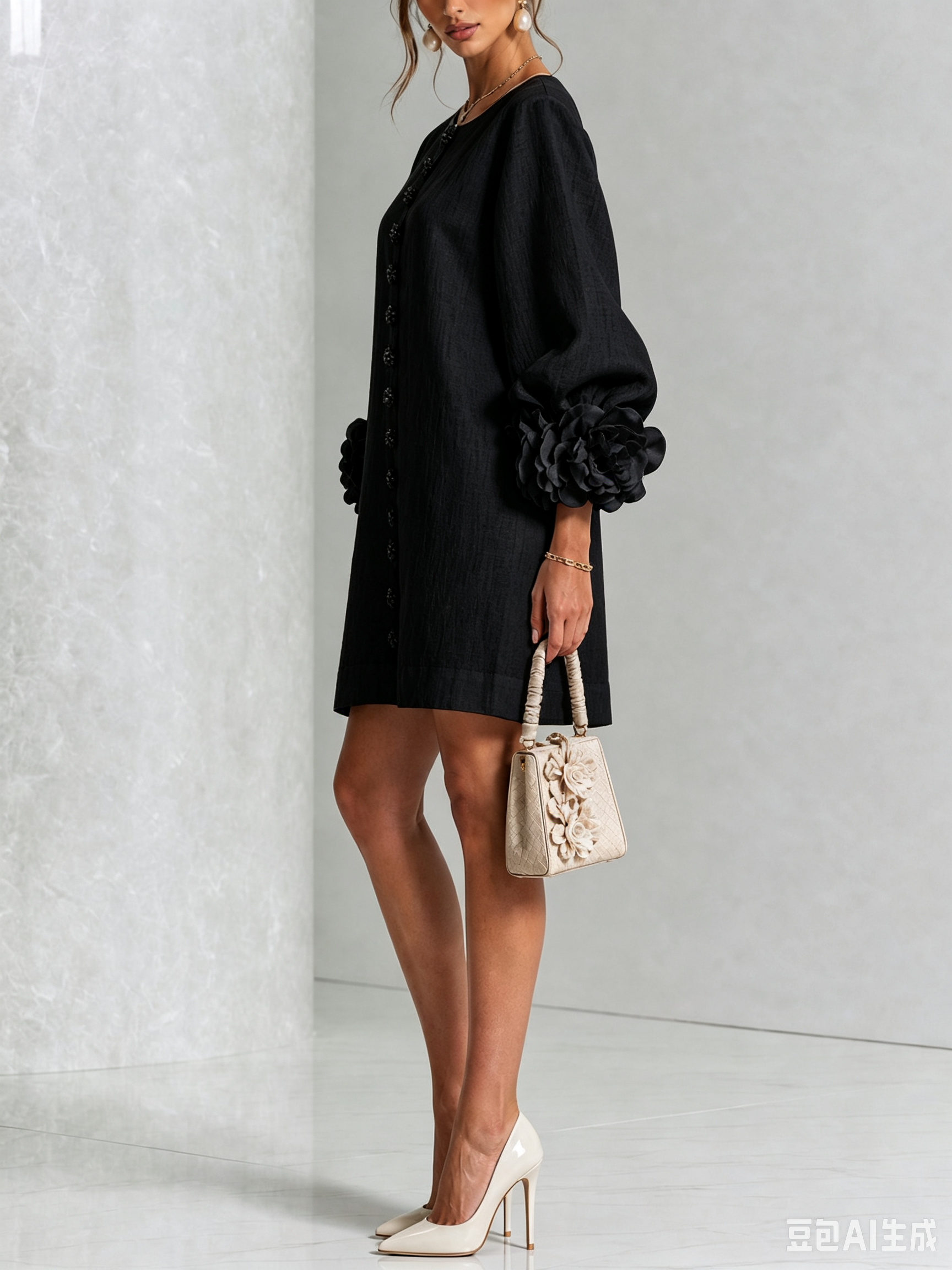 Beatrice | Abito Elegante con Bottoni Floreali