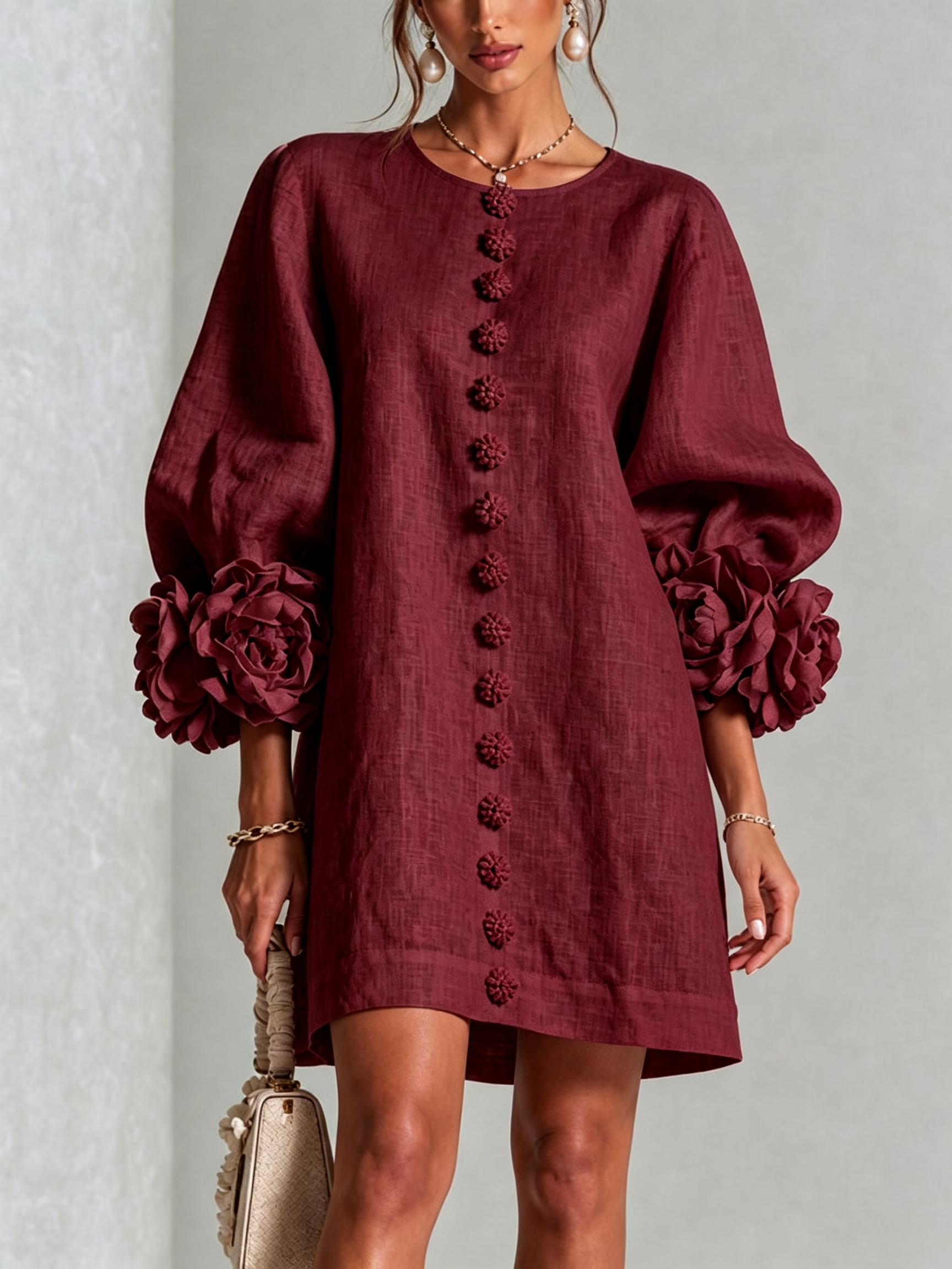 Beatrice | Abito Elegante con Bottoni Floreali