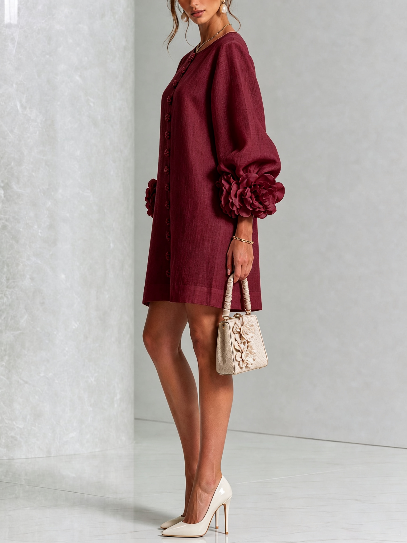 Beatrice | Abito Elegante con Bottoni Floreali