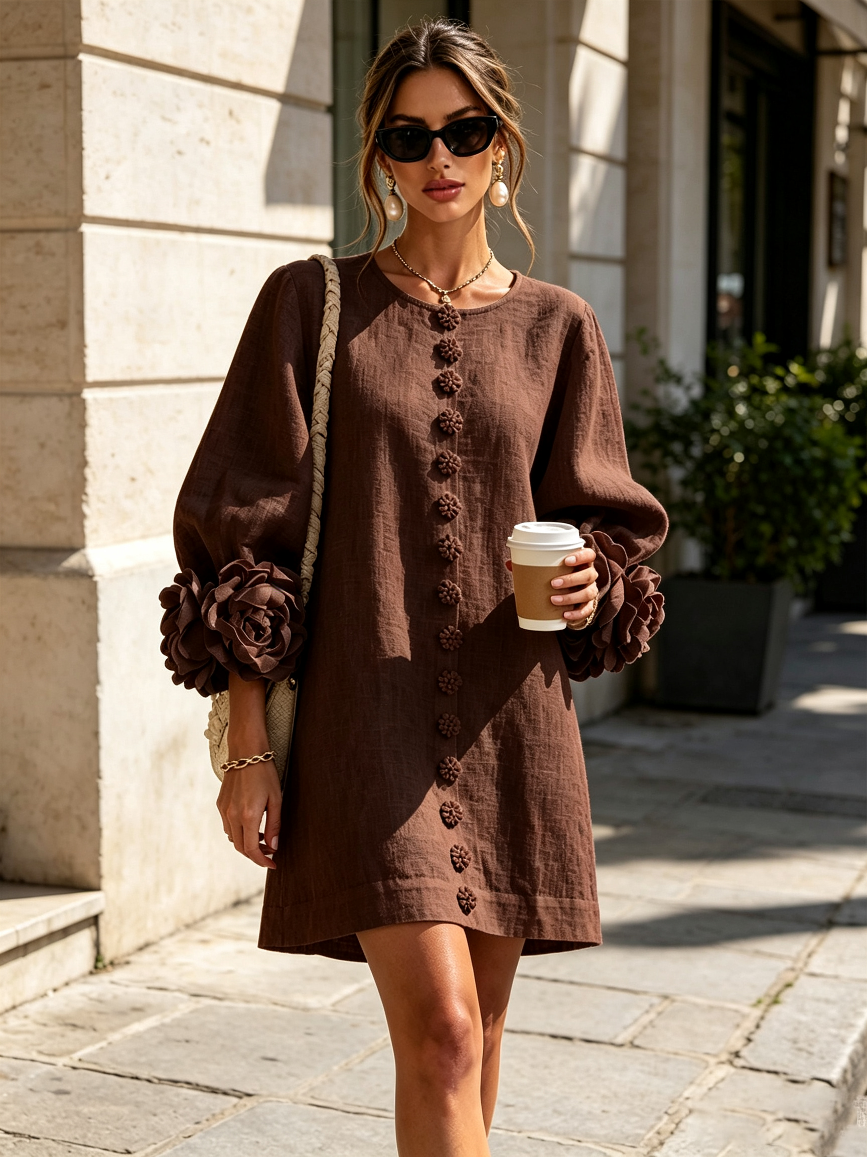 Beatrice | Abito Elegante con Bottoni Floreali