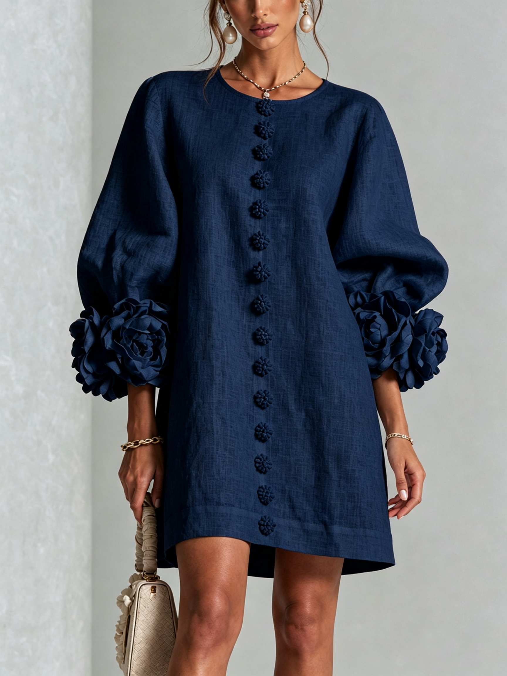 Beatrice | Abito Elegante con Bottoni Floreali