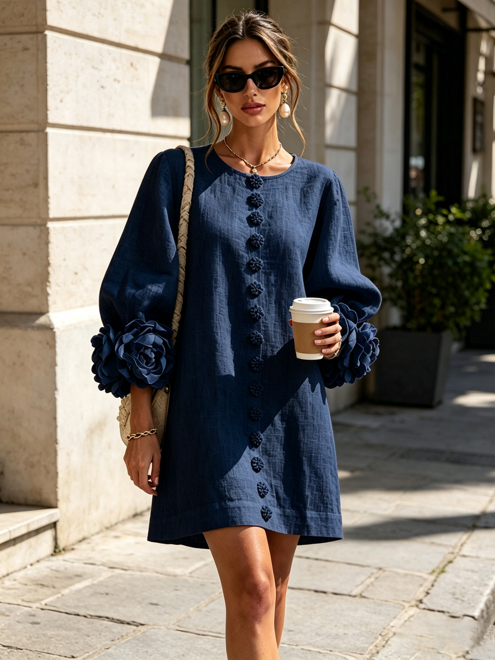 Beatrice | Abito Elegante con Bottoni Floreali
