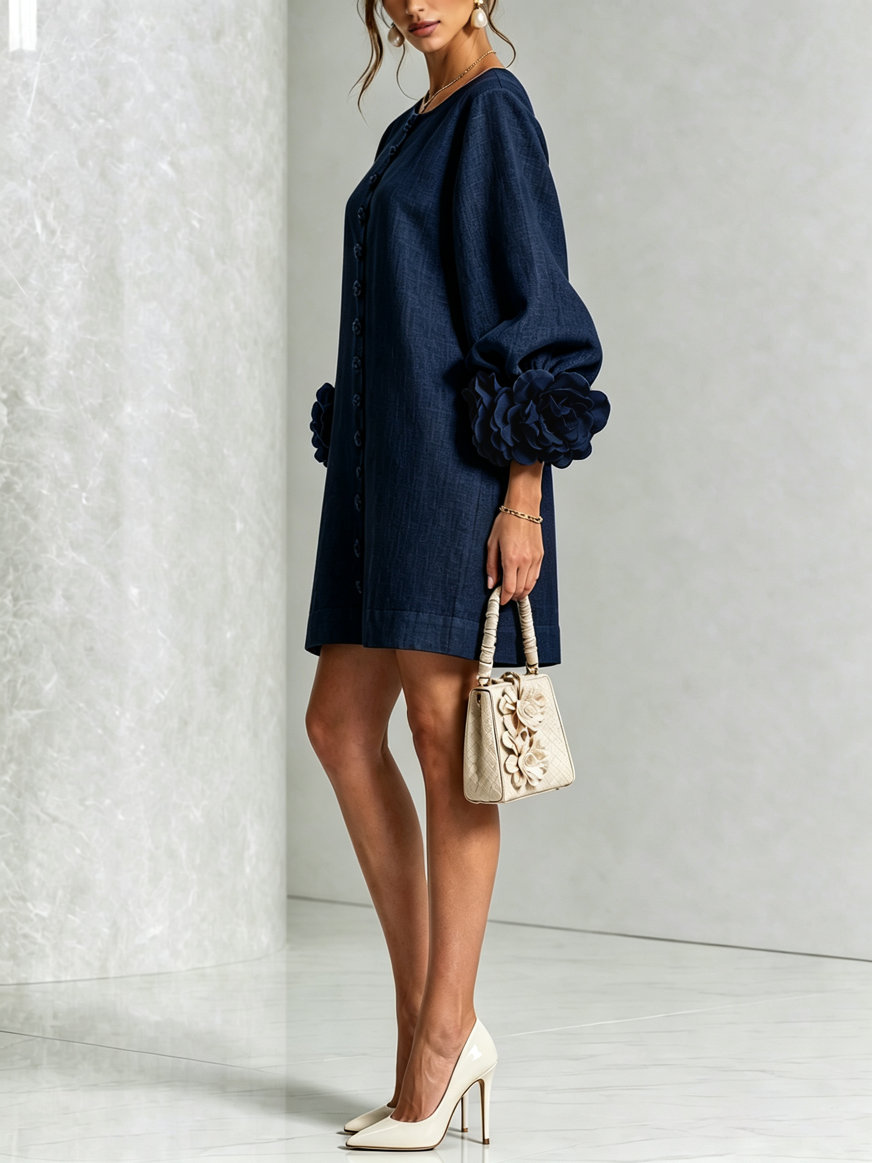 Beatrice | Abito Elegante con Bottoni Floreali