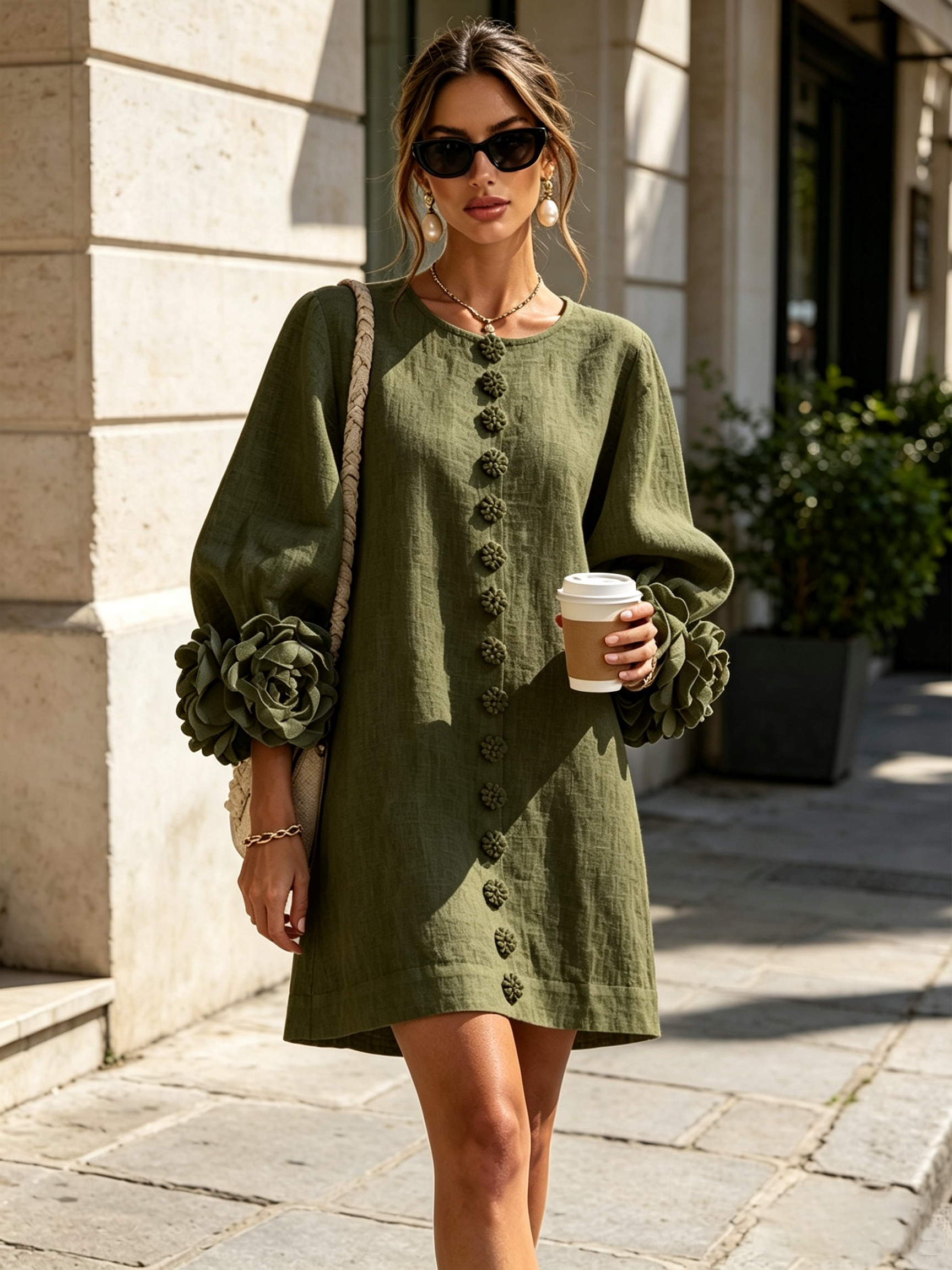 Beatrice | Abito Elegante con Bottoni Floreali