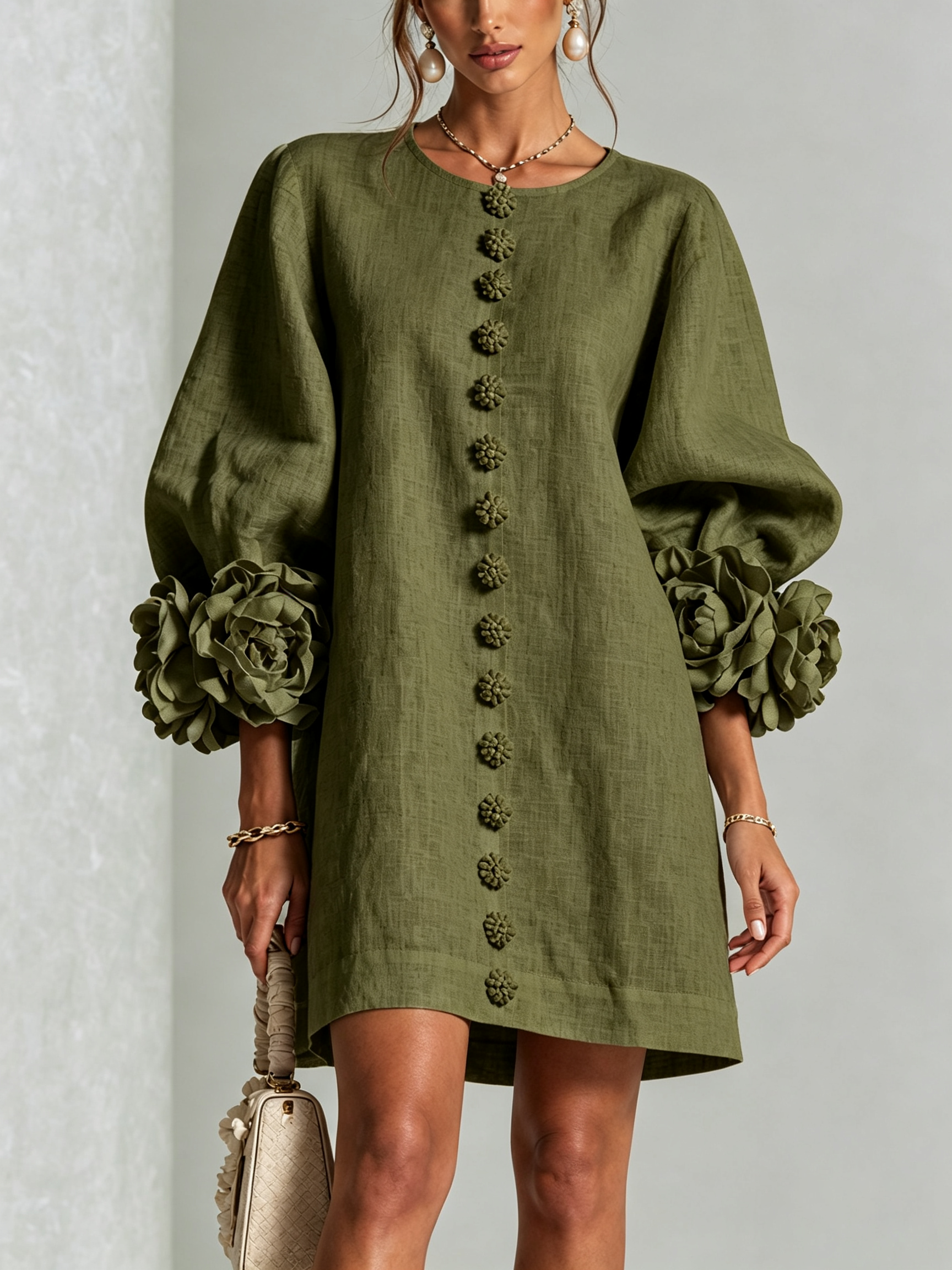 Beatrice | Abito Elegante con Bottoni Floreali