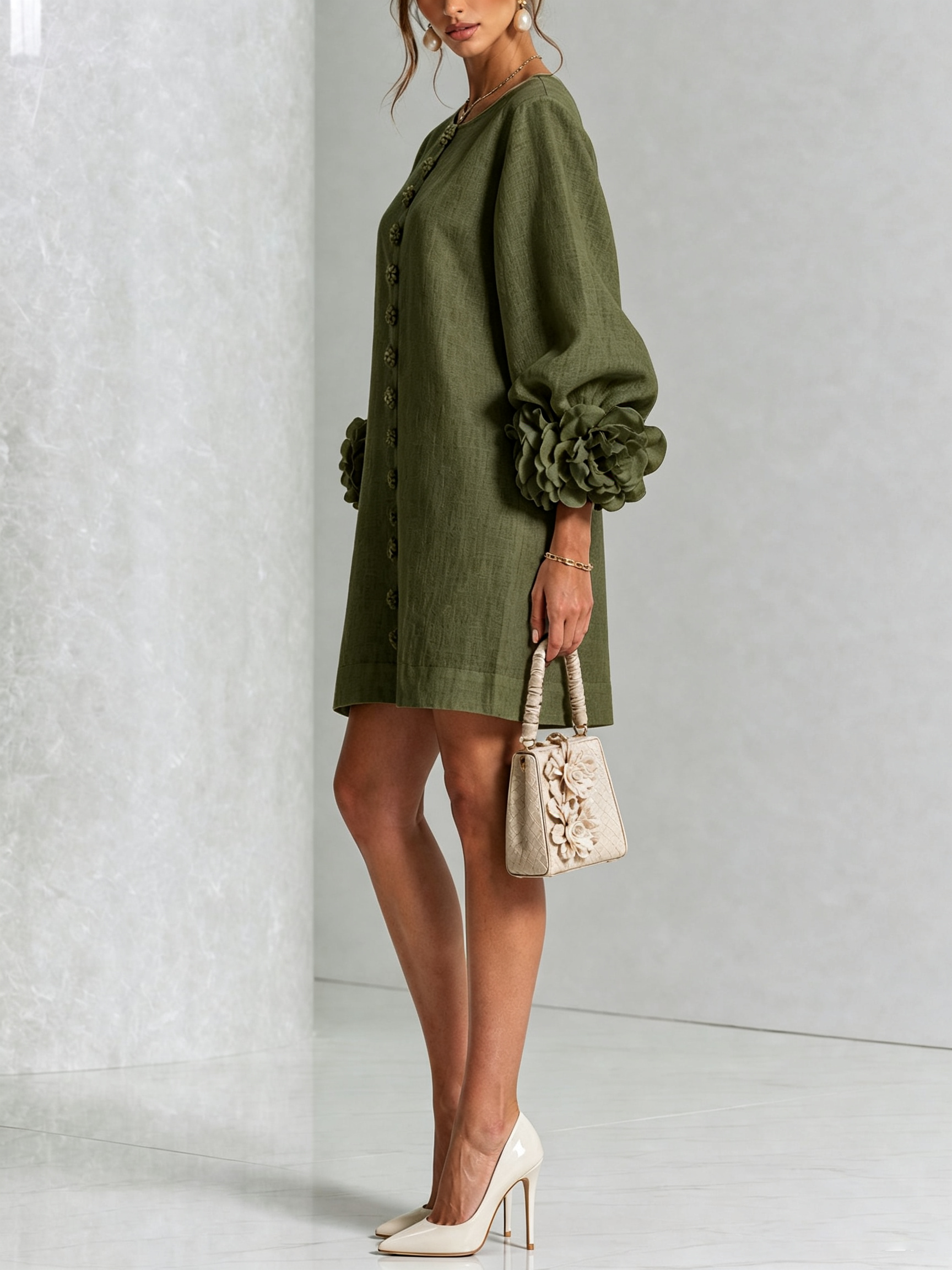 Beatrice | Abito Elegante con Bottoni Floreali