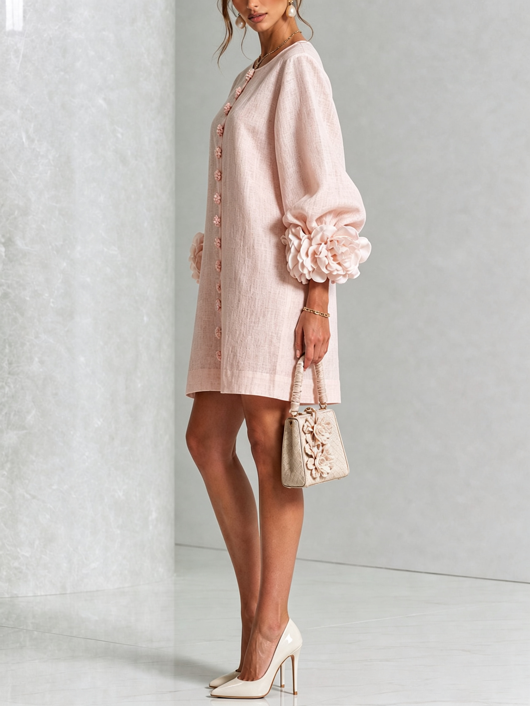 Beatrice | Abito Elegante con Bottoni Floreali