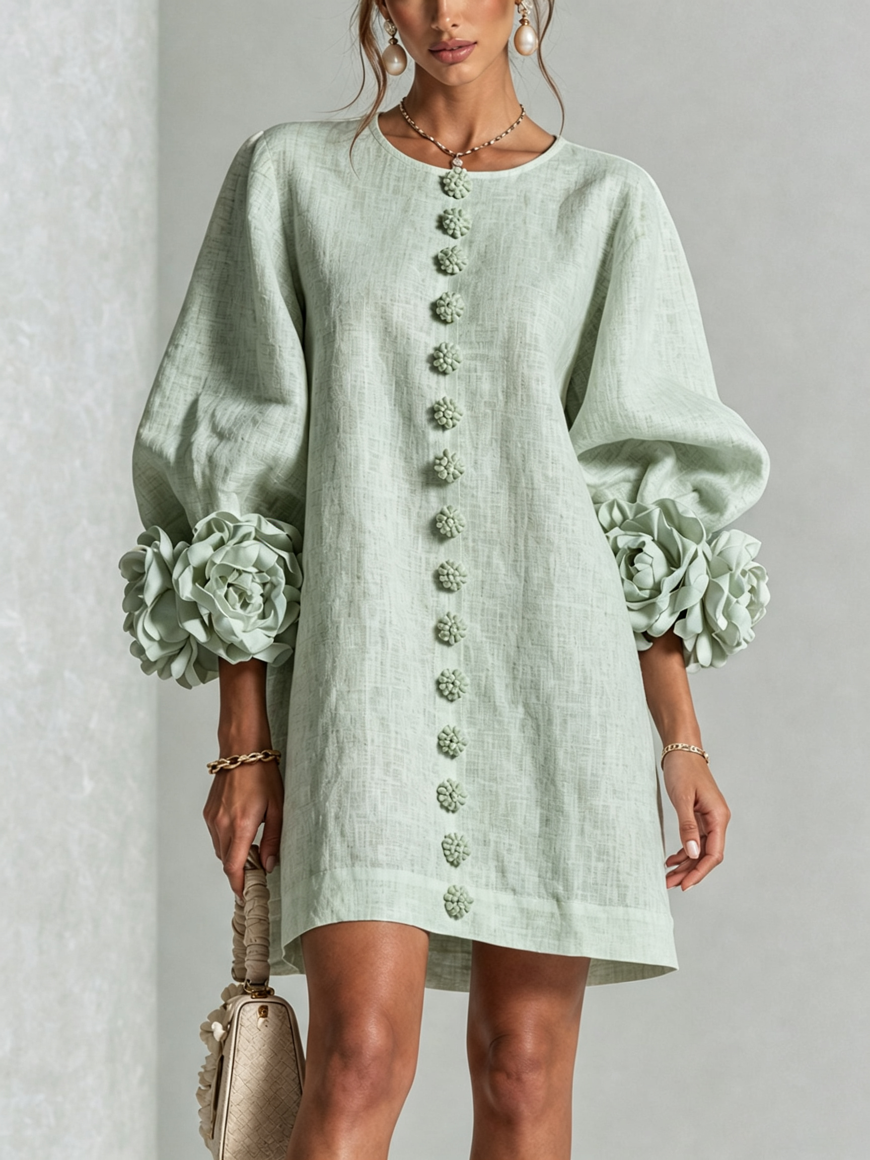 Beatrice | Abito Elegante con Bottoni Floreali