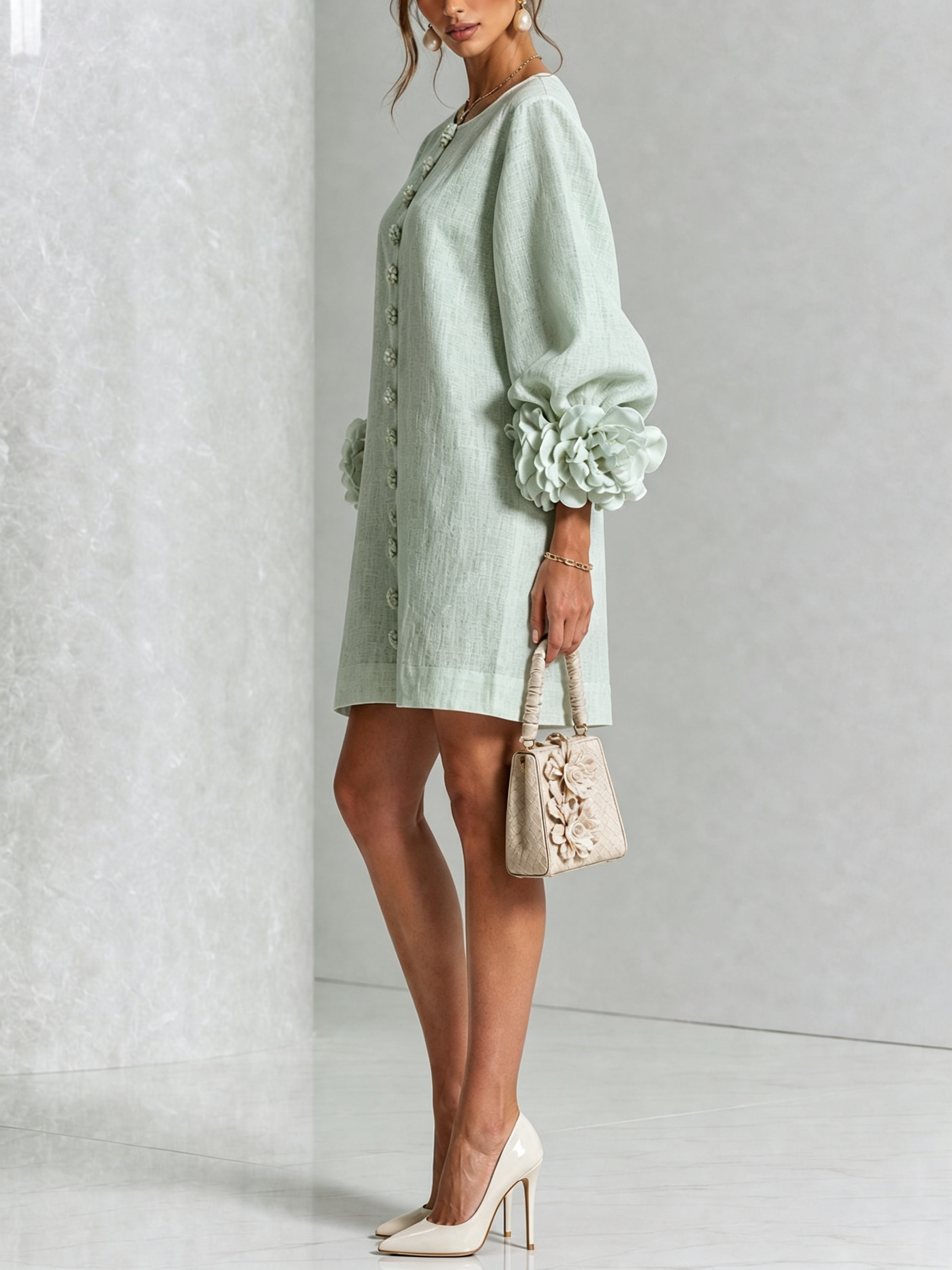 Beatrice | Abito Elegante con Bottoni Floreali