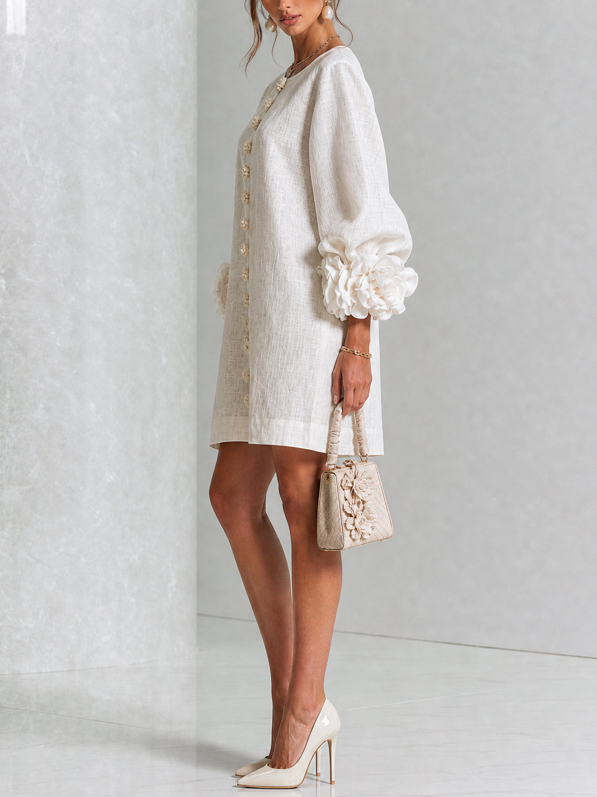 Beatrice | Abito Elegante con Bottoni Floreali