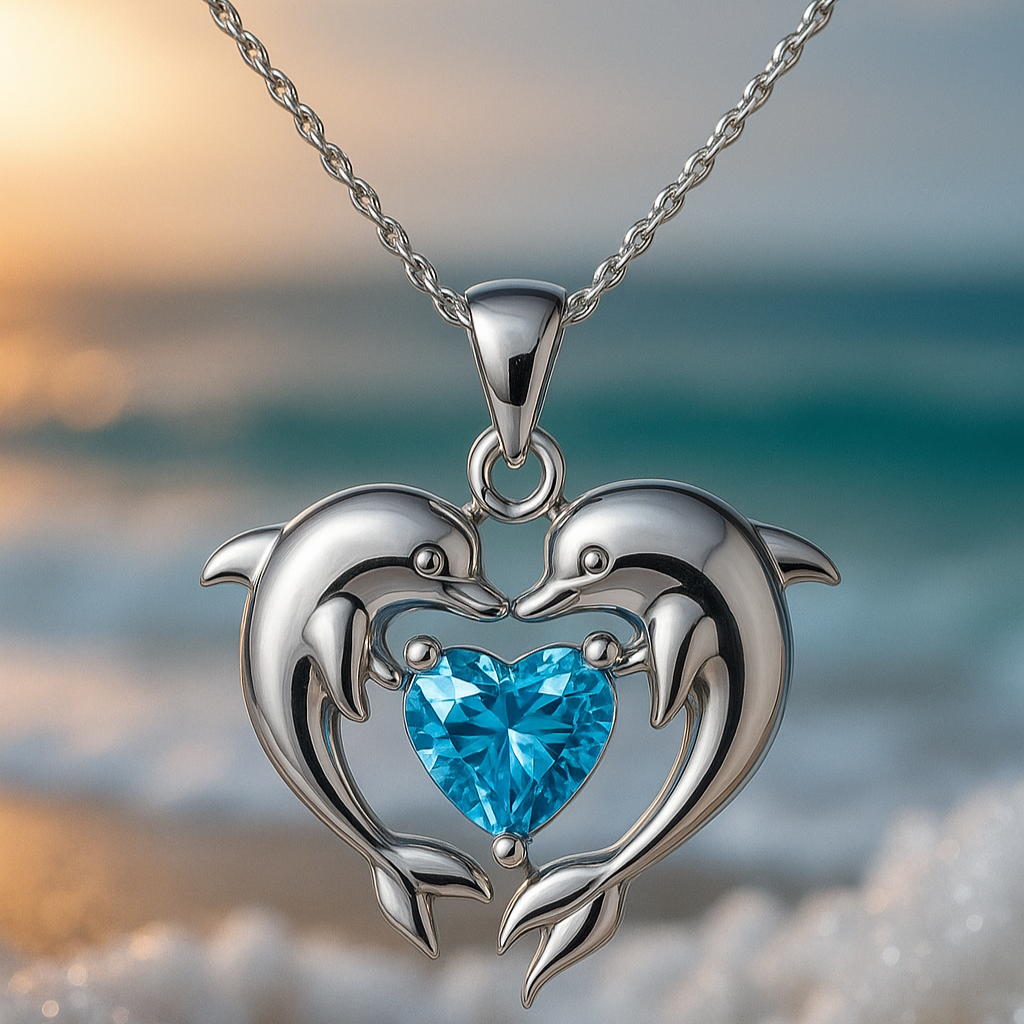 Collana senza tempo in argento con doppio delfino e opale
