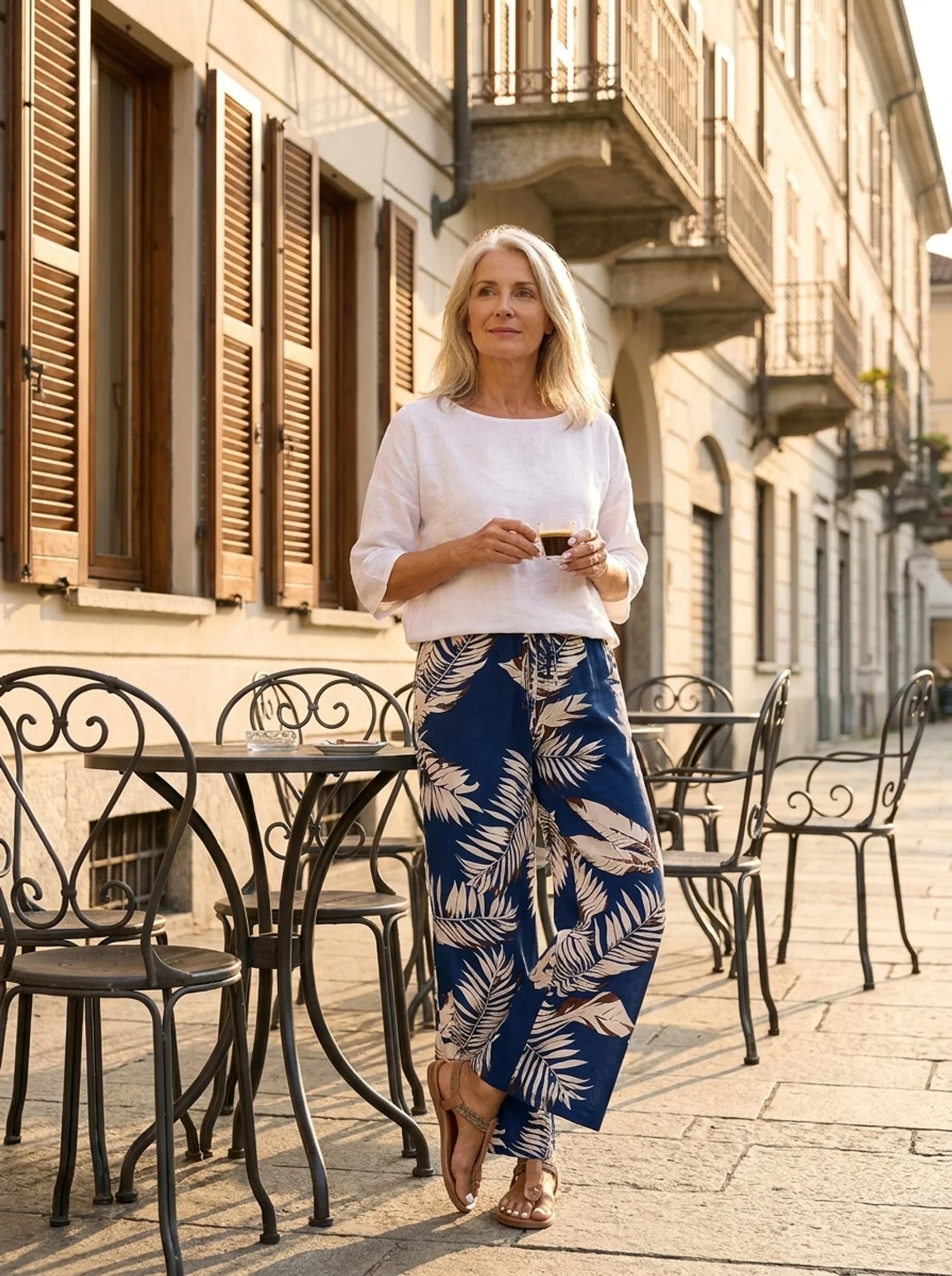 Pantaloni con stampa tropicale